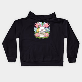 Happy Easter Bunny And Cat And Dog Mom Dad Boys Girls kids Kids Hoodie